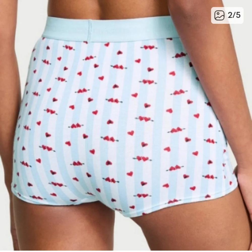 Victoria's Secret Light Blue and Red Heart Boxer Shorts - Picture 2 of 6